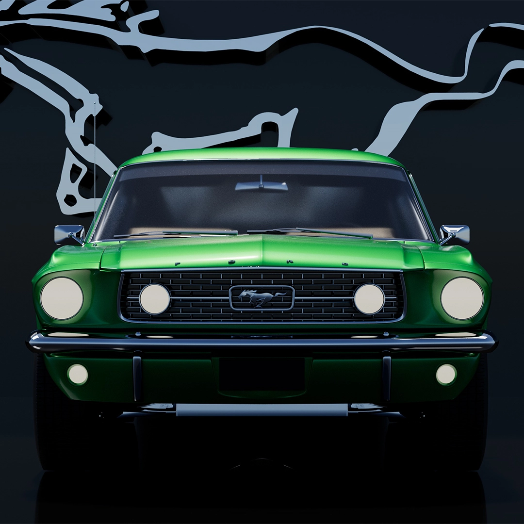 concept art 3D de la Ford Mustang Fastback 1967
