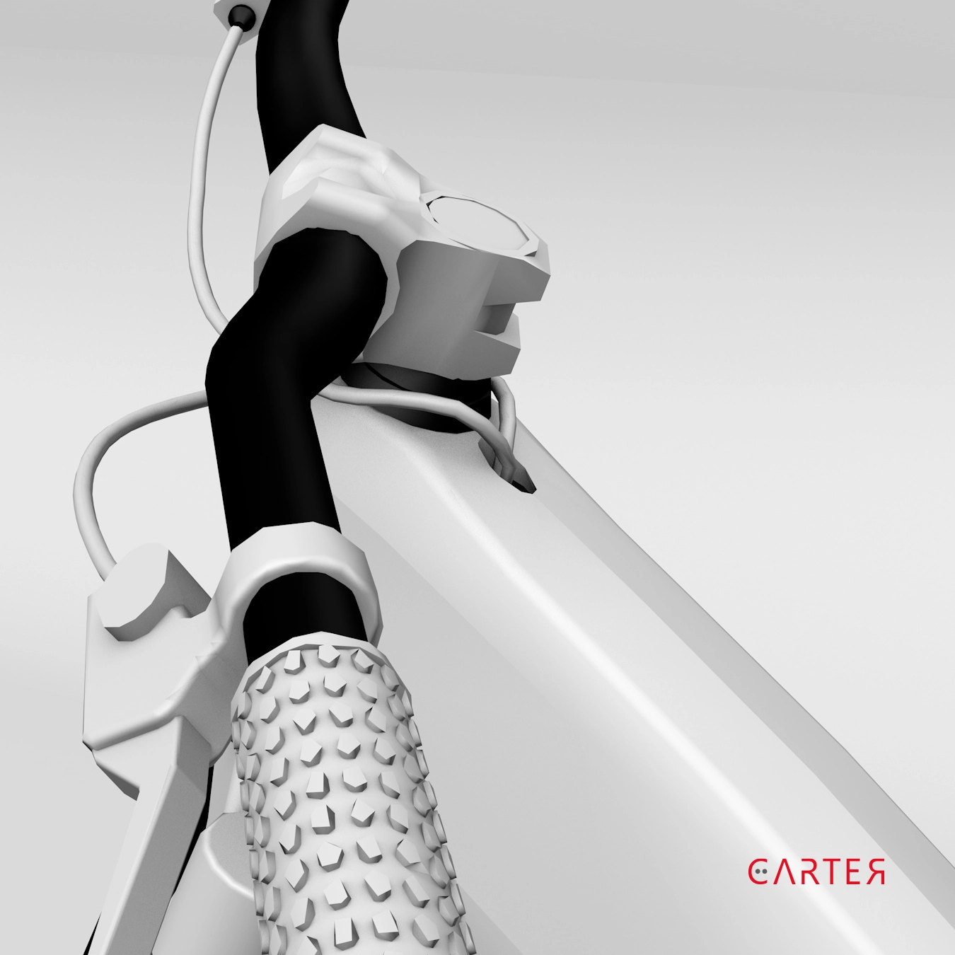 Vélo tout-terrain au design futuriste avec cadre en fibre de carbone et suspension avancée