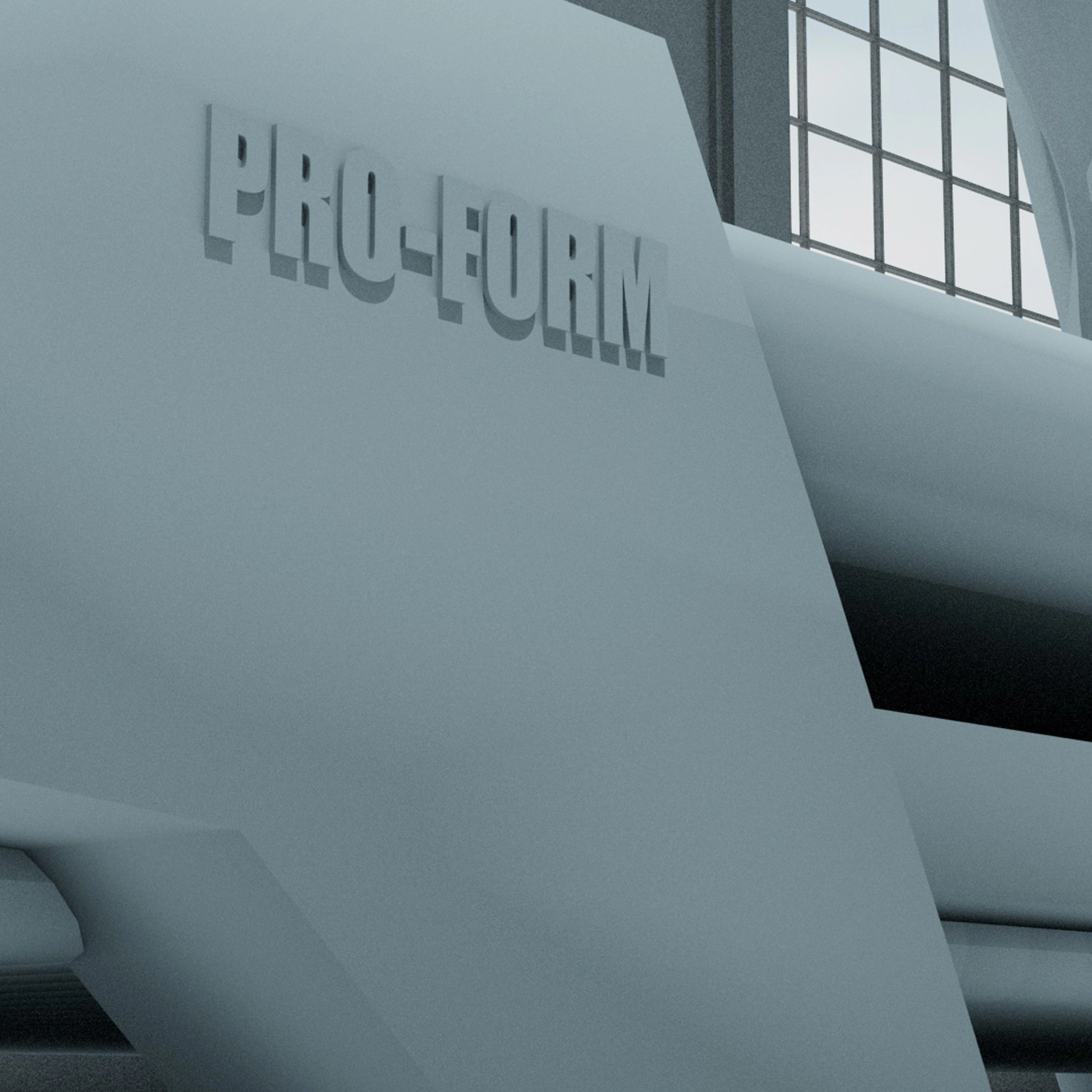 Robot humanoïde en entraînement sur un tapis de course Pro-Form dans une pièce avec une grande fenêtre voûtée.