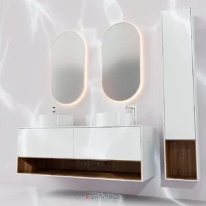 Meuble de salle de bain en 3D, parfait pour vos projets d’aménagement.