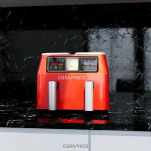 Modélisation 3D Air Fryer dans cuisine moderne