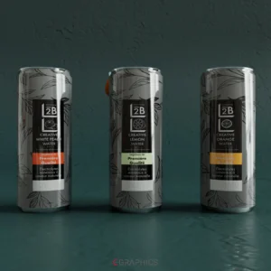 Modélisation 3D réaliste d'une canette d'eau infusée au citron.