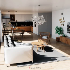 Découvrez un salon 3D hyper réaliste, conçu avec soin pour une immersion totale dans un intérieur moderne et élégant.