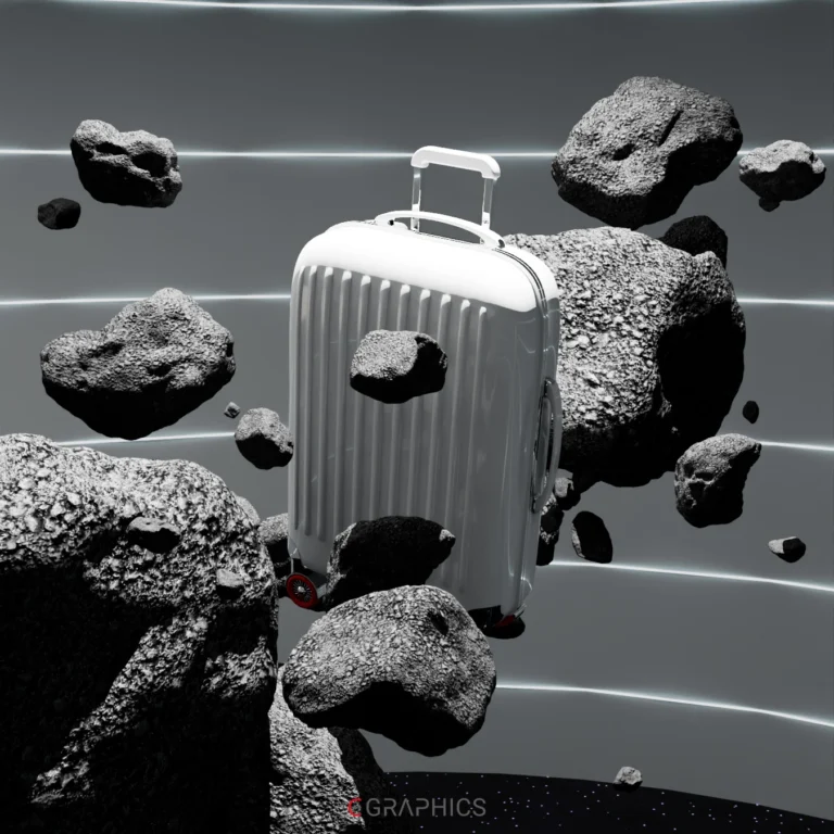 Valise design 3D élégante en noir et métal