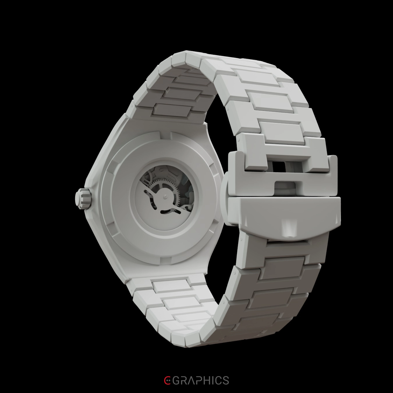 Montre design en 3D sans texture avec rendu réaliste