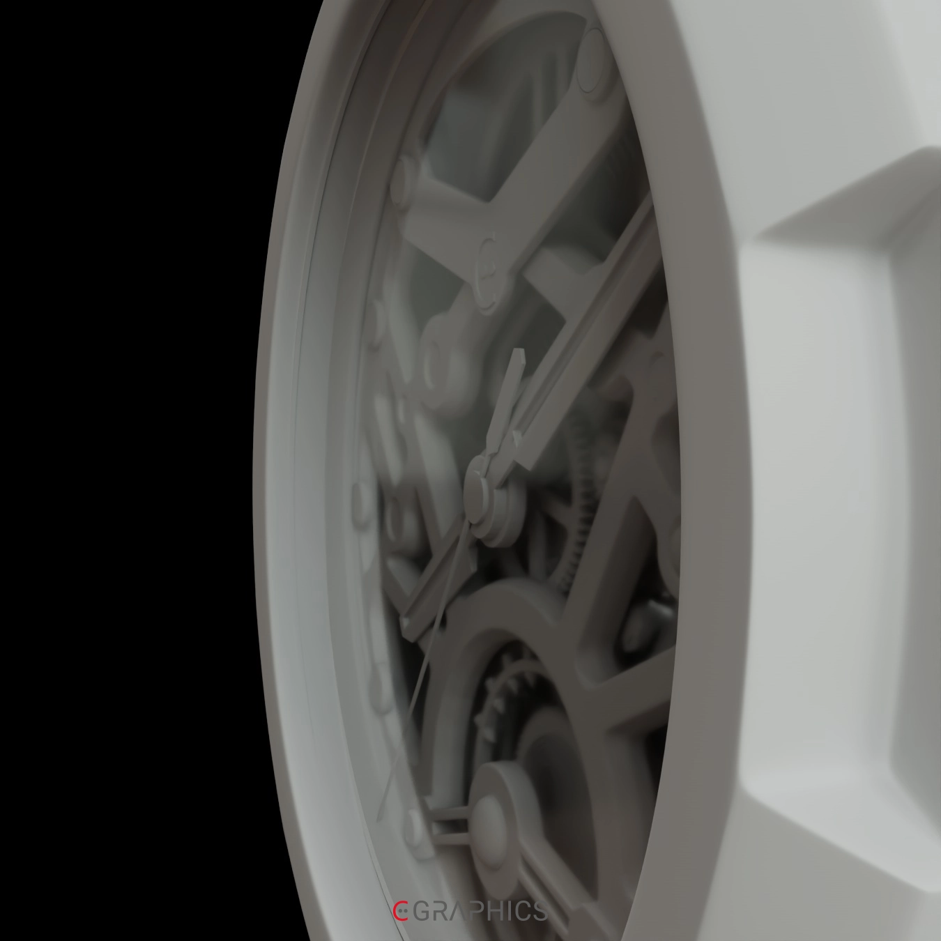 Modélisation 3D horlogère sans texture avec finitions précises