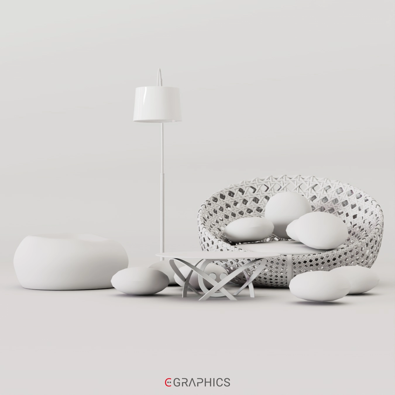 modèle 3D brut chaise de jardin