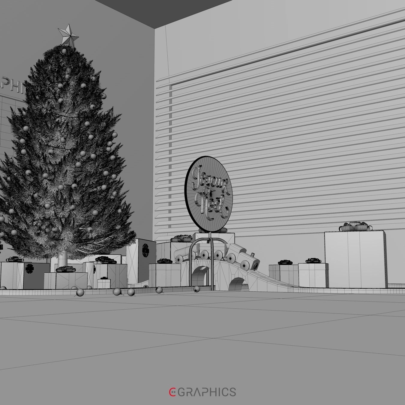 joyeux noël 3d wireframe