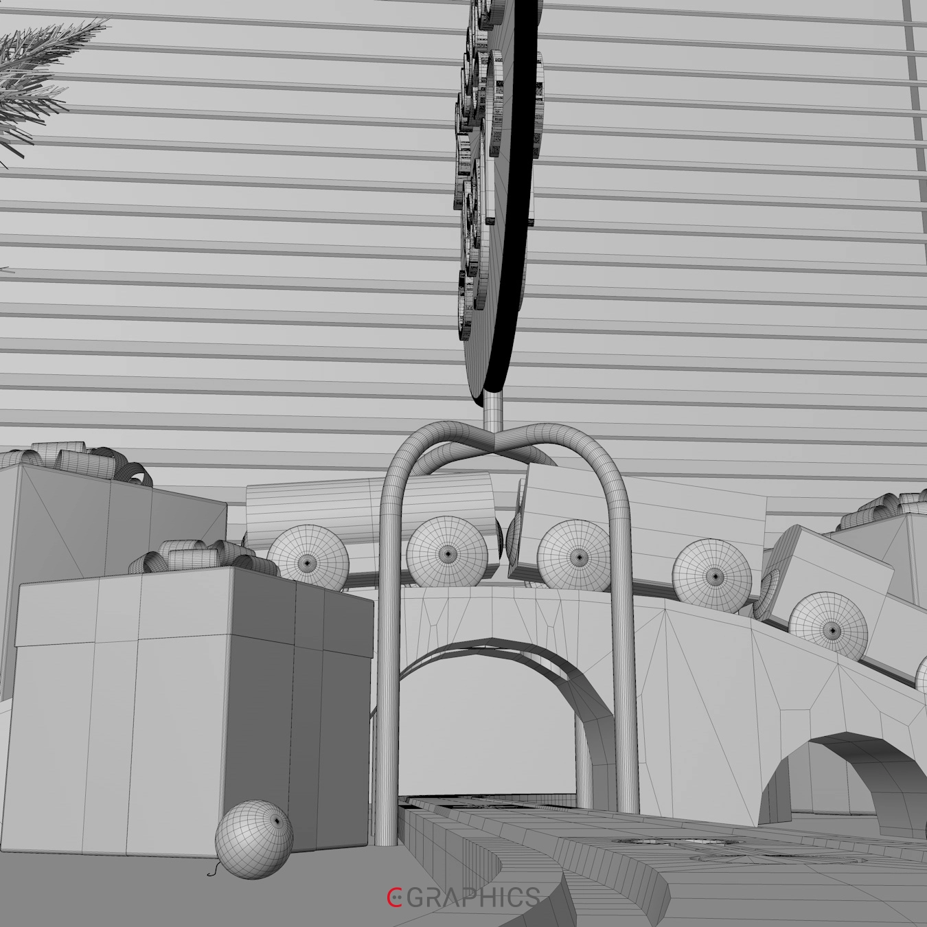 modélisation 3d noël wireframe