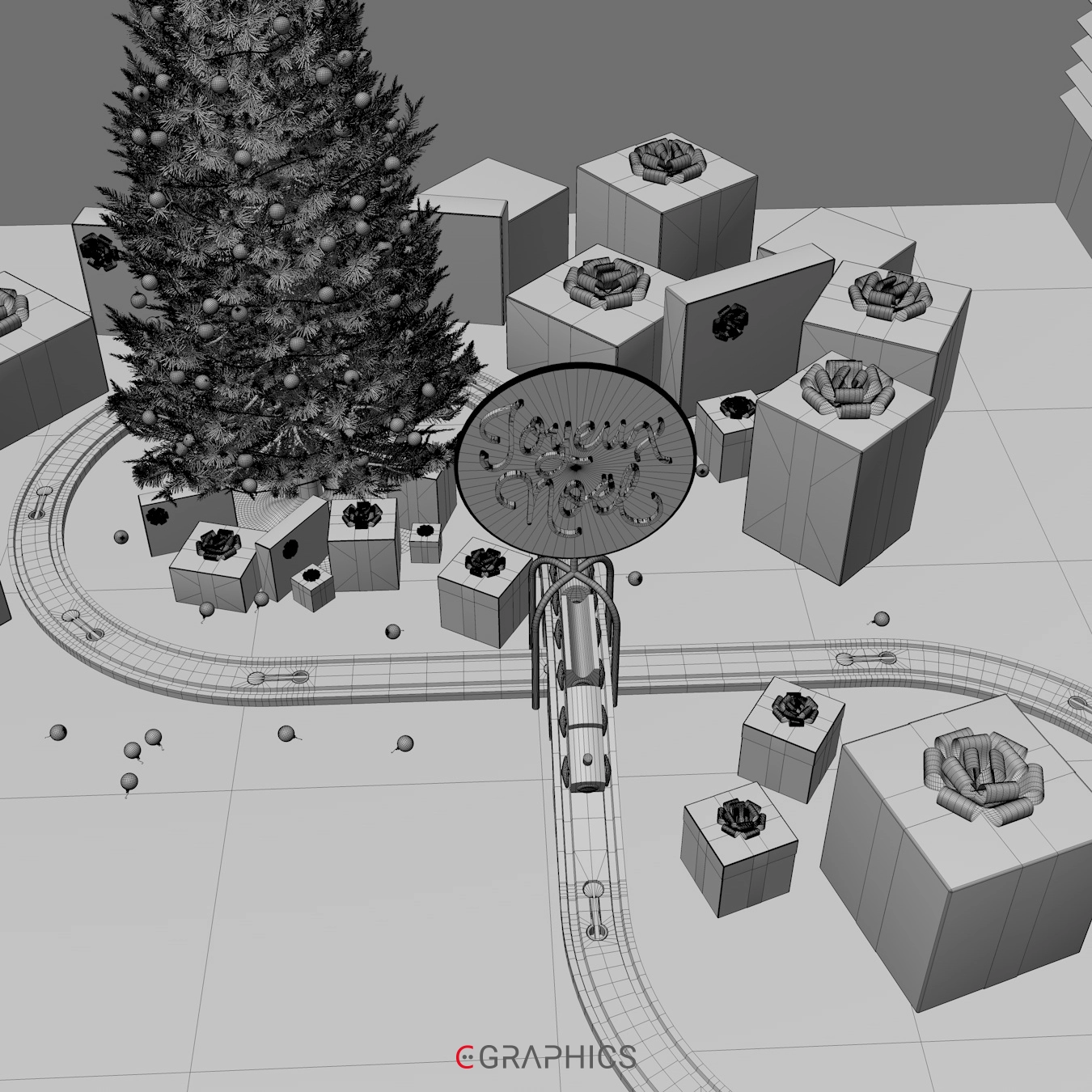 visualisation 3d wireframe noël