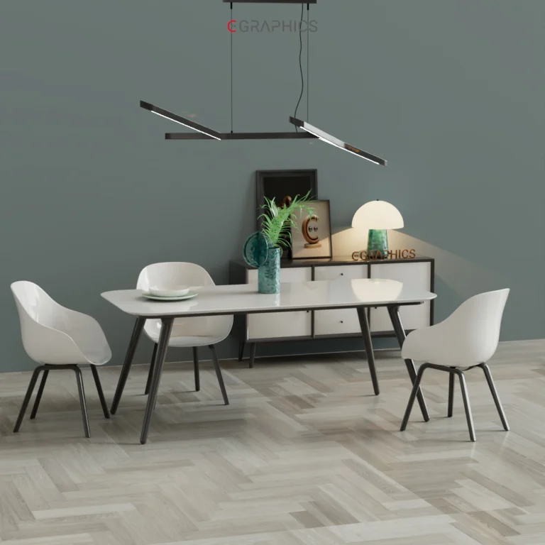 Rendu 3D salle à manger moderne