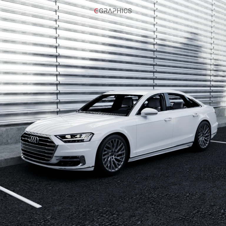 Audi blanche rendu 3D réaliste
