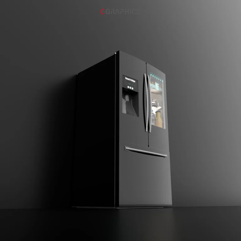 Rendu studio frigo fond sombre