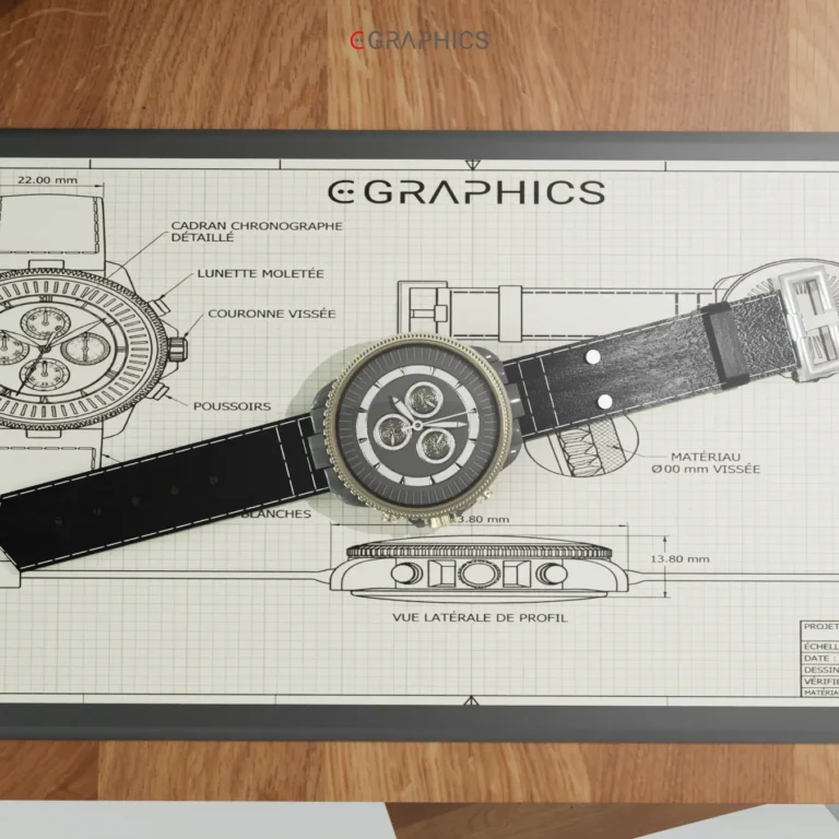 Montre 3D texture cuir grainé