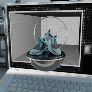 Baskets 3D en cuir synthétique blanc