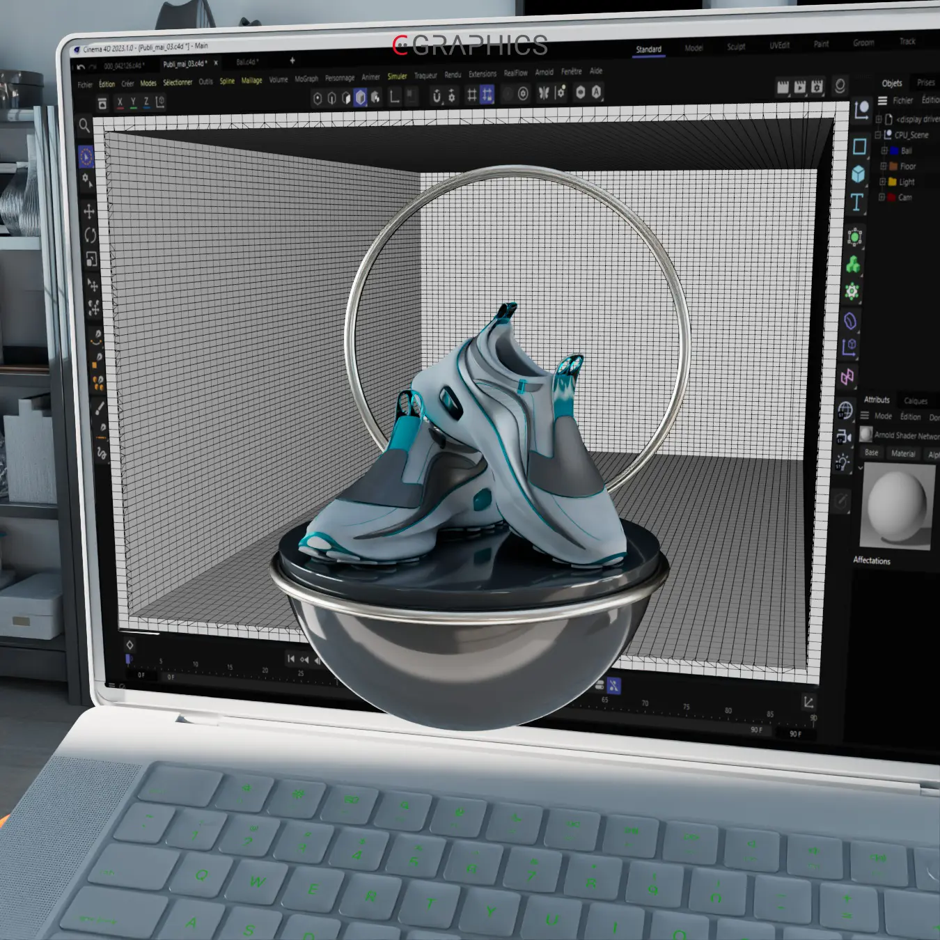 Baskets 3D en cuir synthétique blanc