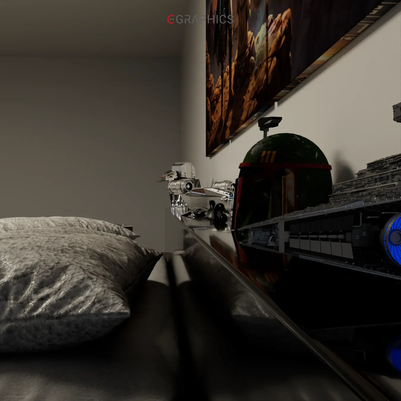 Vaisseau TIE Fighter décoratif en modélisation 3D