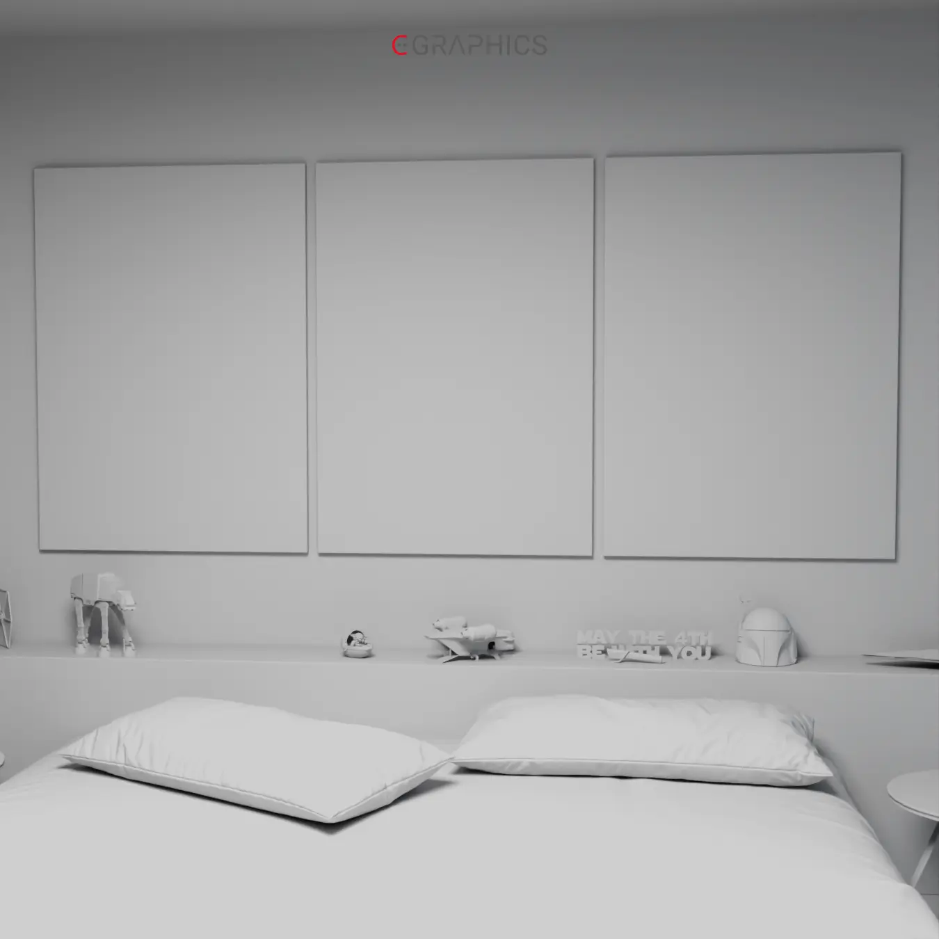 Éclairage global sur scène 3D non texturée