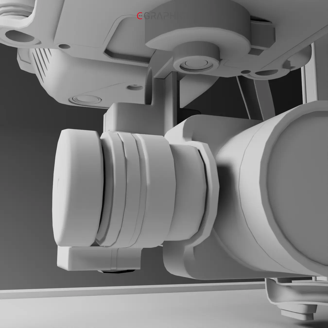 Modélisation clay d'un drone quadricoptère en 3D.