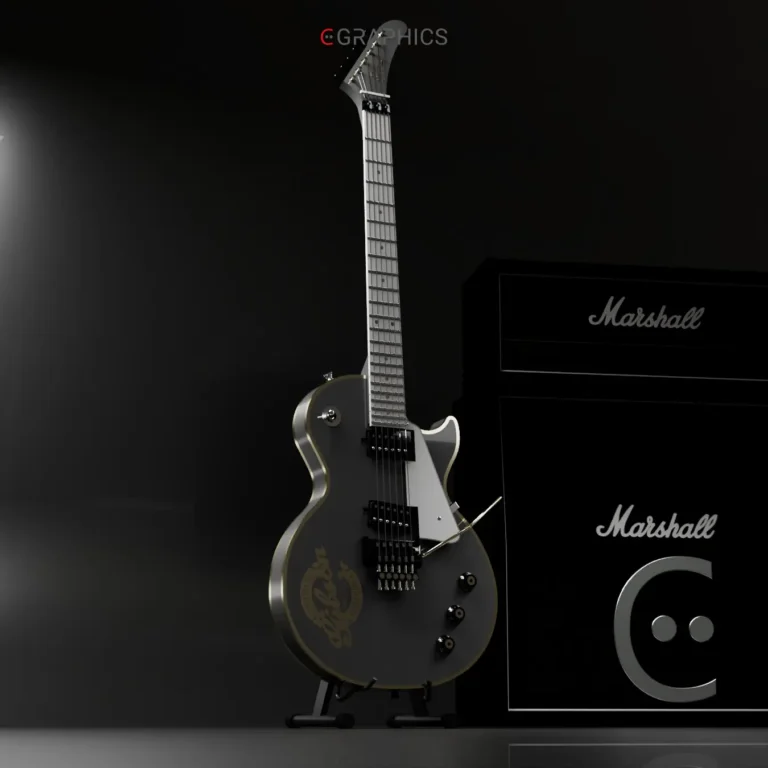 Rendu haute définition guitare électrique.