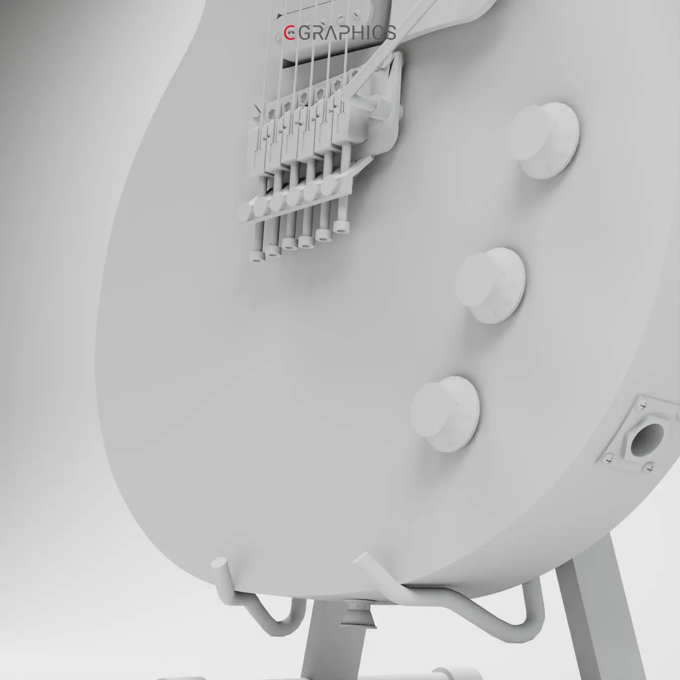 Modélisation brute Gibson Les Paul clay render.