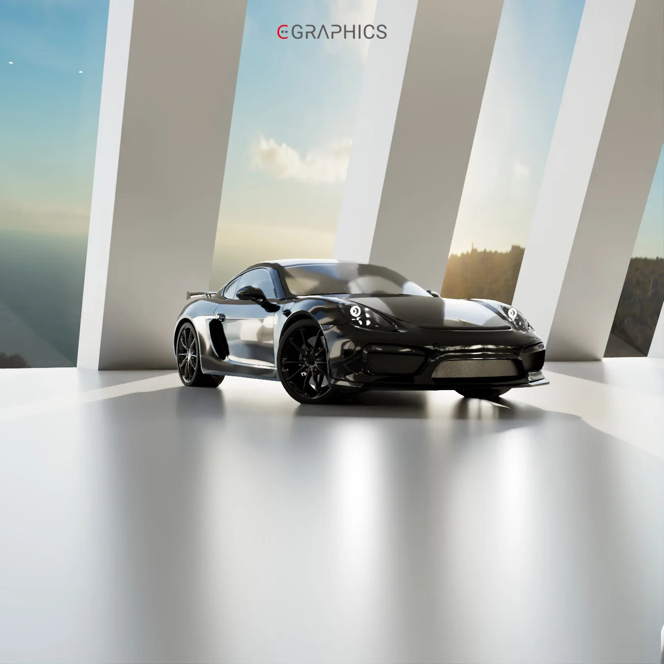 porsche-noire-brillante-rendu-3d