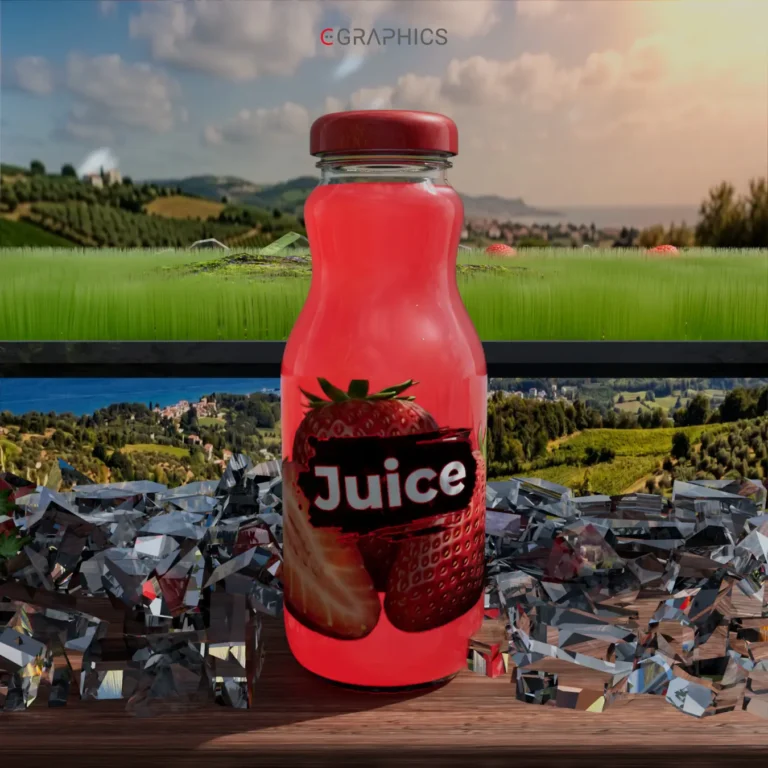 Verre de jus de fraise frais sur table en bois