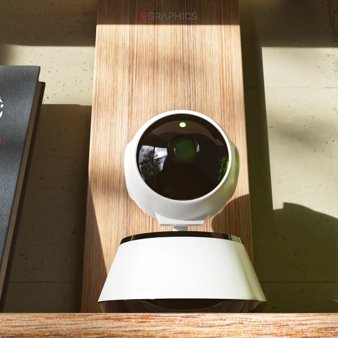 Objectif noir brillant de la caméra de surveillance 3D