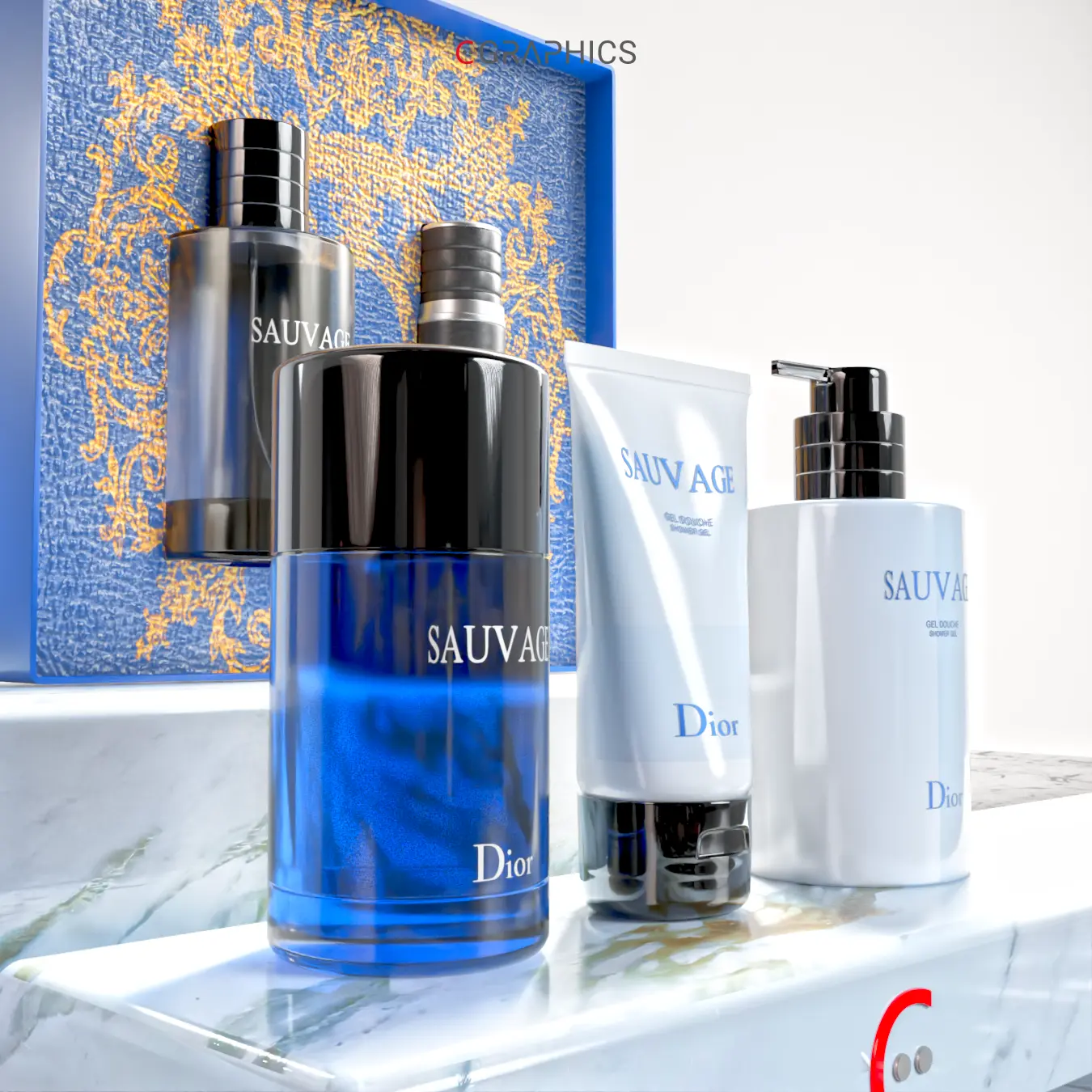 Modélisation 3D bouteille Dior Sauvage Eau de Parfum