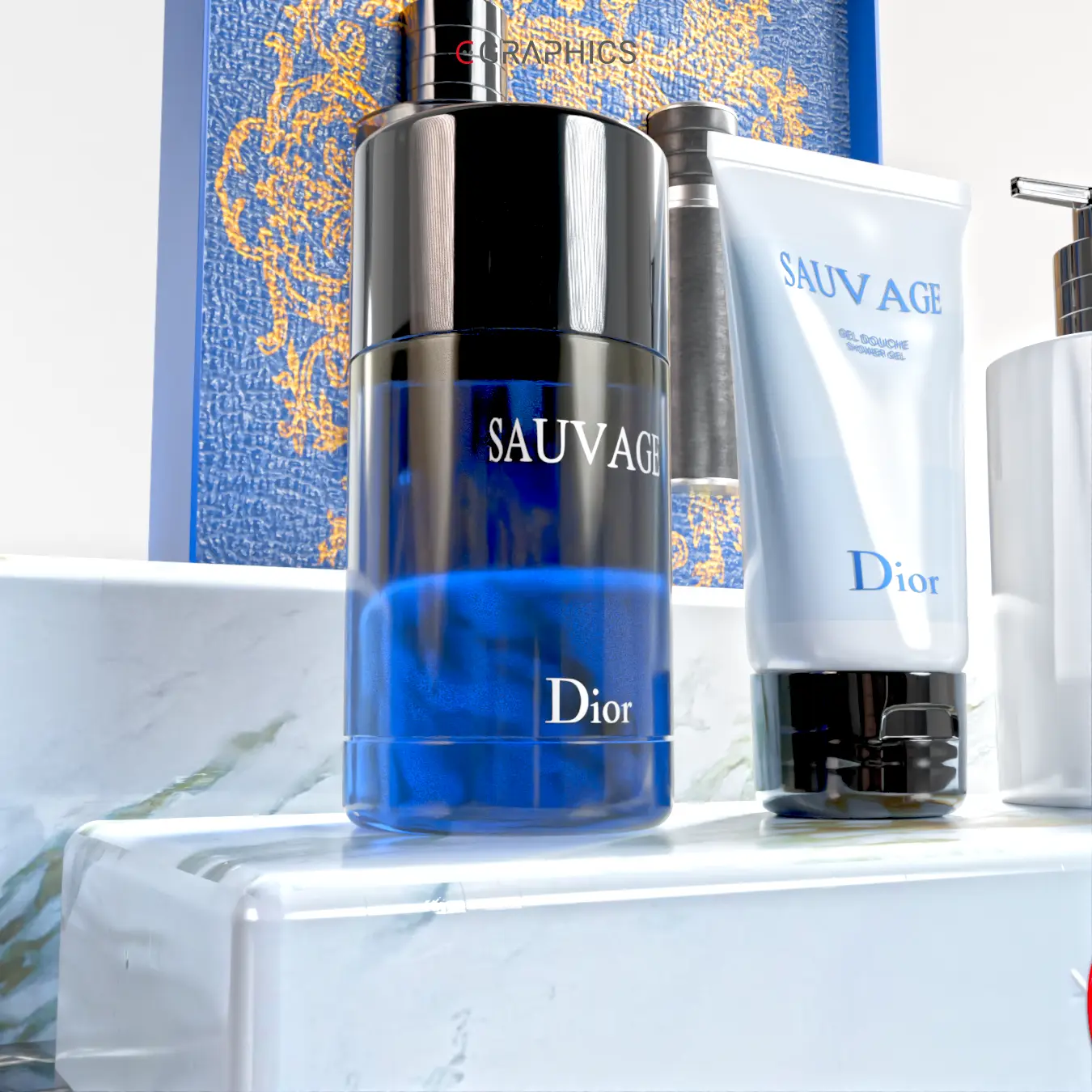 Lighting studio 3D sur cosmétiques Dior